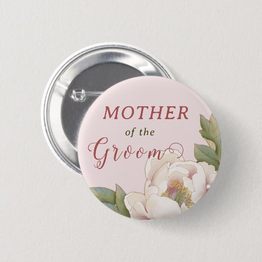 新郎エレガントの母赤面ピンクフローラが 缶バッジ (正面&裏面)