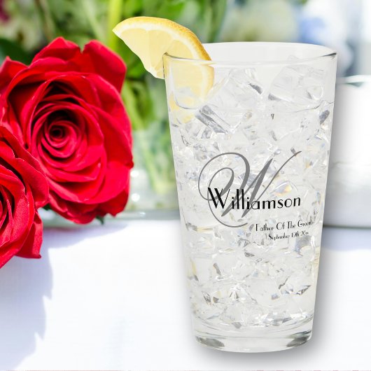 新郎ギフトモノグラムの父モダン名ビール タンブラーグラス