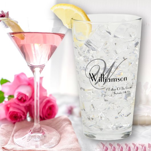 新郎ギフトモノグラムの父モダン名ビール タンブラーグラス