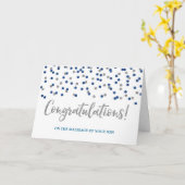 新郎シルバーブルーの両親おめでとう カード (黄色い花)