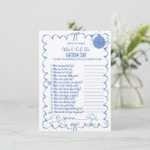 新郎トリビアの最後のトーストブライダルシャワーゲームカード 案内状 (スタンド正面)