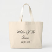 新郎トートバッグの黒いスクリプトマザー ラージトートバッグ (正面)