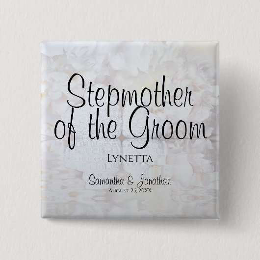 新郎ナメタグのホワイト牡丹の継母 缶バッジ (正面)