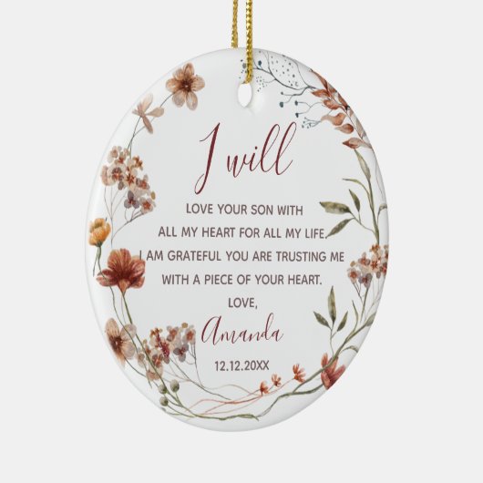 新郎パーソナライズされた坊ほ野花の母 セラミックオーナメント (右)