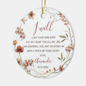 新郎パーソナライズされた坊ほ野花の母 セラミックオーナメント (左)