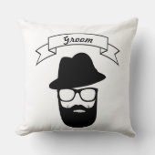 新郎ヒップスター眼鏡ハットハンドルバー髭ひげ クッション (正面)