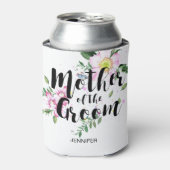 新郎ピンクのフローラ水色の結婚母 缶クーラー (缶正面)
