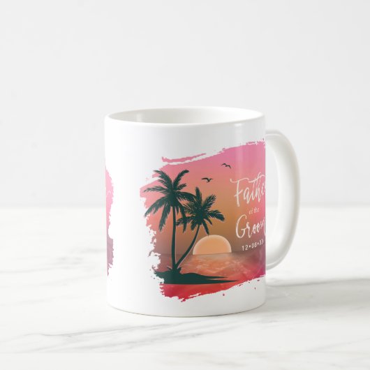 新郎ピンクID581の熱帯島の父 コーヒーマグカップ (正面右)