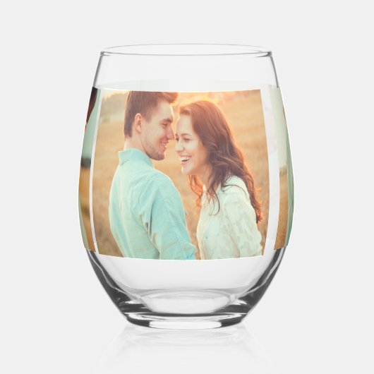 新郎フォトコラージュの母 ステムなしワイングラス (左)