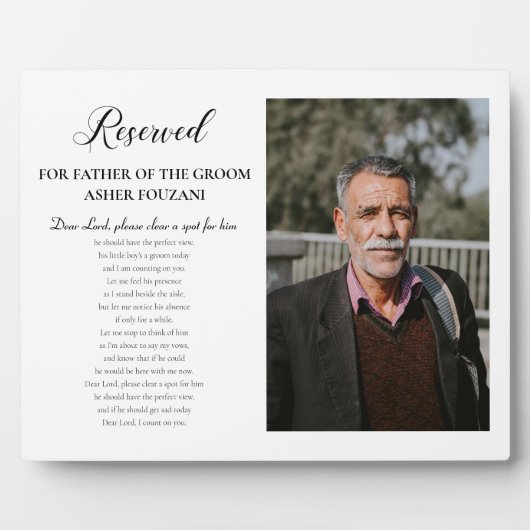 新郎フォト親愛ロード・メモリーの結婚父 フォトプラーク (正面)