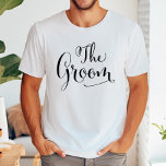 新郎ブラックスクリプモダント結婚ズ Tシャツ<br><div class="desc">黒い台本の中の「新郎スタイリッシュ」のシモダンャツ。お店でマッチングの「The Bride」デザイン。</div>