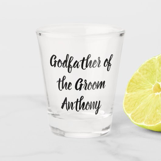 新郎ブラック名前をカスタムするの神結婚父 ショットグラス (正面)