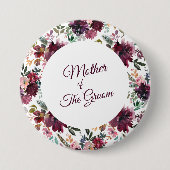 新郎ブルゴーニュの庭の花のパターンの母 缶バッジ (正面)