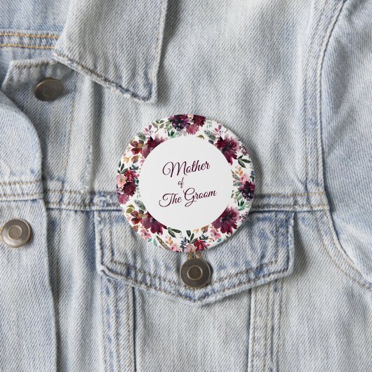 新郎ブルゴーニュの庭の花のパターンの母 缶バッジ (インサイチュ)