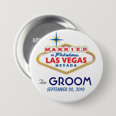新郎ボタンを結婚するベガスの行先 缶バッジ (正面&裏面)