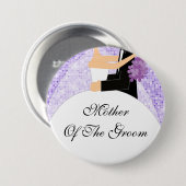 新郎ボタン/Pinの紫色のきらめく母 缶バッジ (正面&裏面)