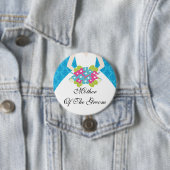 新郎ボタン/Pinの青のダマスク織の母 缶バッジ (インサイチュ)