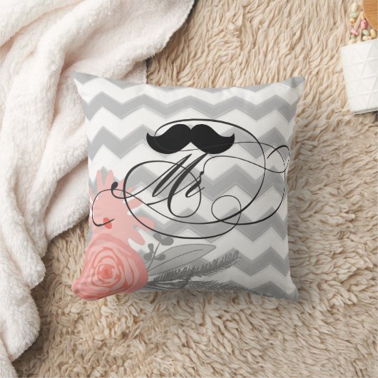 新郎ムスターシェミスターコーラルグレージグザグジグザグフローラ クッション (ブランケット)