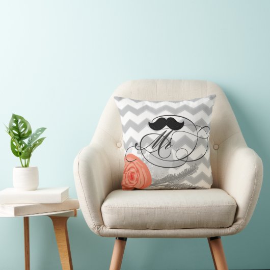 新郎ムスターシェミスターコーラルグレージグザグジグザグフローラ クッション (椅子)