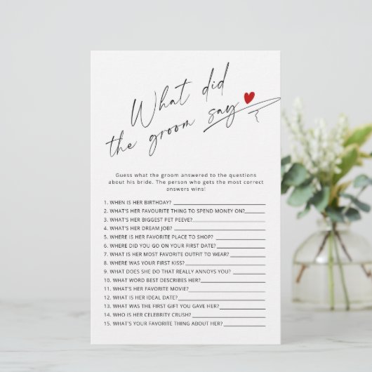 新郎モダンは何とブライダルシャワーゲームを言った (スタンド正面)