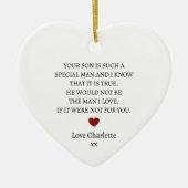 新郎ユニークの母ギフト、ありがとうライ セラミックオーナメント (正面)