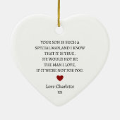 新郎ユニークの母ギフト、ありがとうライ セラミックオーナメント (裏面)