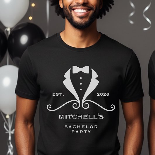 新郎前夜パーティー タキシード スーツ ボウタイ 黒 結婚式 Tシャツ