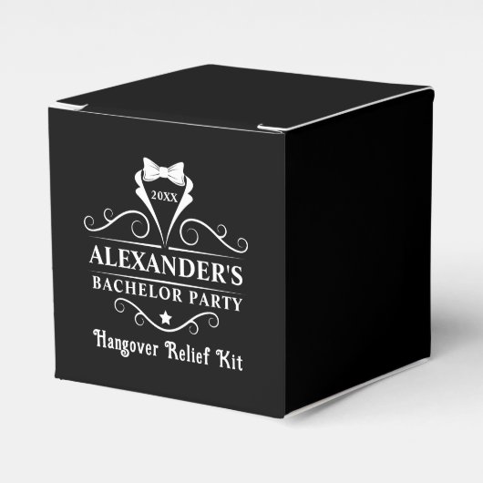 新郎前夜パーティー タキシード ネクタイ  二日酔い フェイバーボックス (正面サイド)