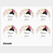 新郎新婦ありがとうステッカーフローラピンク ラウンドシール (シート)