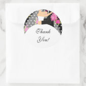 新郎新婦ありがとうステッカーフローラピンク ラウンドシール (バッグ)