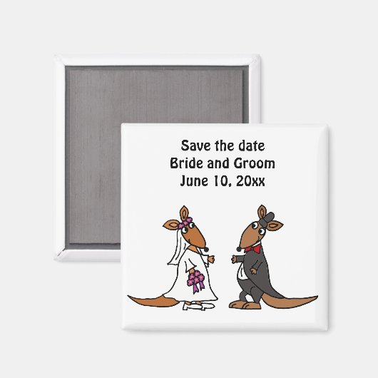 新郎新婦おもしろいカンガルー結婚のデザイン マグネット (正面/裏面)