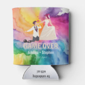 新郎新婦おもしろい漫画のゲーム結婚 缶クーラー (裏面)