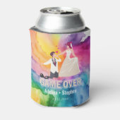 新郎新婦おもしろい漫画のゲーム結婚 缶クーラー (缶裏面)