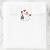 新郎新婦かわいいカップルさん&ミセスのステッ結婚カー ラウンドシール (バッグ)