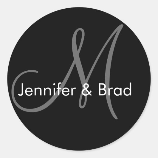 新郎新婦がモノグラム結婚のステッカーを命名 ラウンドシール (正面)