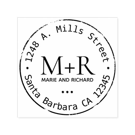 新郎新婦がモノグラム結婚の住所を命名 セルフインキングスタンプ (デザイン)