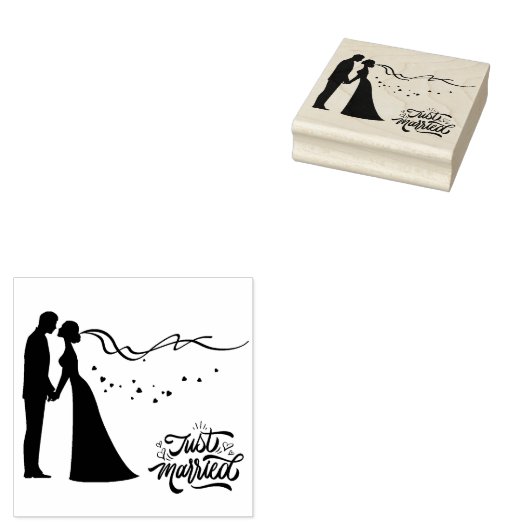 新郎新婦たった今結婚しましたスタンプ ラバースタンプ (押印)
