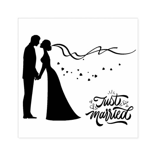 新郎新婦たった今結婚しましたスタンプ ラバースタンプ (インプリント)