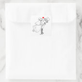 新郎新婦たった今結婚しました結婚白黒 スクエアシール (バッグ)