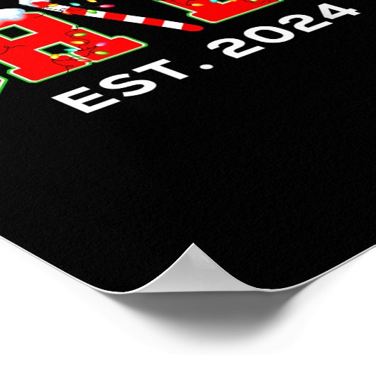 新郎新婦たった今結婚しましたEst 2024マッチングクリスマス ポスター (角)