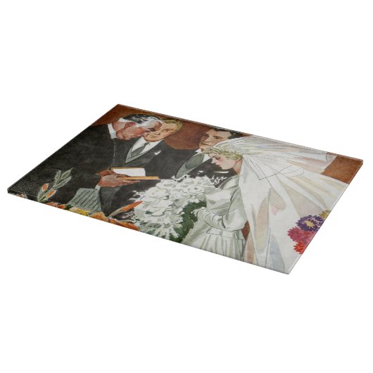 新郎新婦とのビンテージ結婚式 カッティングボード (角)