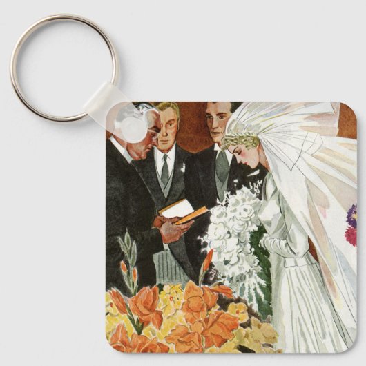 新郎新婦とのビンテージ結婚式 キーホルダー (正面)