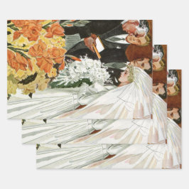 新郎新婦とのビンテージ結婚式 ラッピングペーパーシート