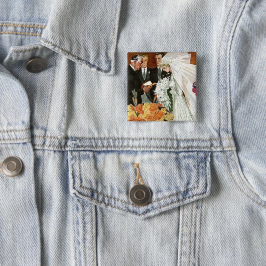 新郎新婦とのビンテージ結婚式 缶バッジ (インサイチュ)