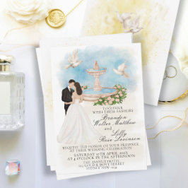 新郎新婦とエレガントな結婚式 招待状