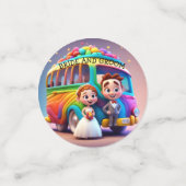 新郎新婦とレインボーバス コンフェッティ (スモール正面)