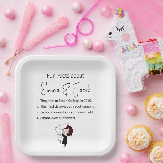 新郎新婦のおもしろい事実 ペーパープレート (パーティー)