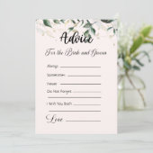 新郎新婦のためのアドバイスクリーム&緑 招待状 (スタンド正面)