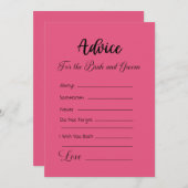新郎新婦のためのアドバイスダークピンク 招待状 (正面/裏面)