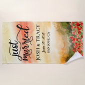 新郎新婦のためのオーダーメイドウェディングギフト、婚約  ビーチタオル (正面)